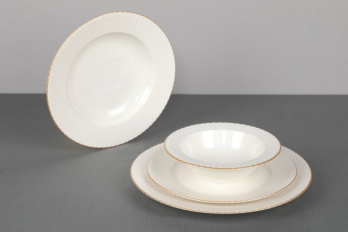 Hermia Vajilla de 24 piezas BNIRN24Y2520 en Blanco y Oro